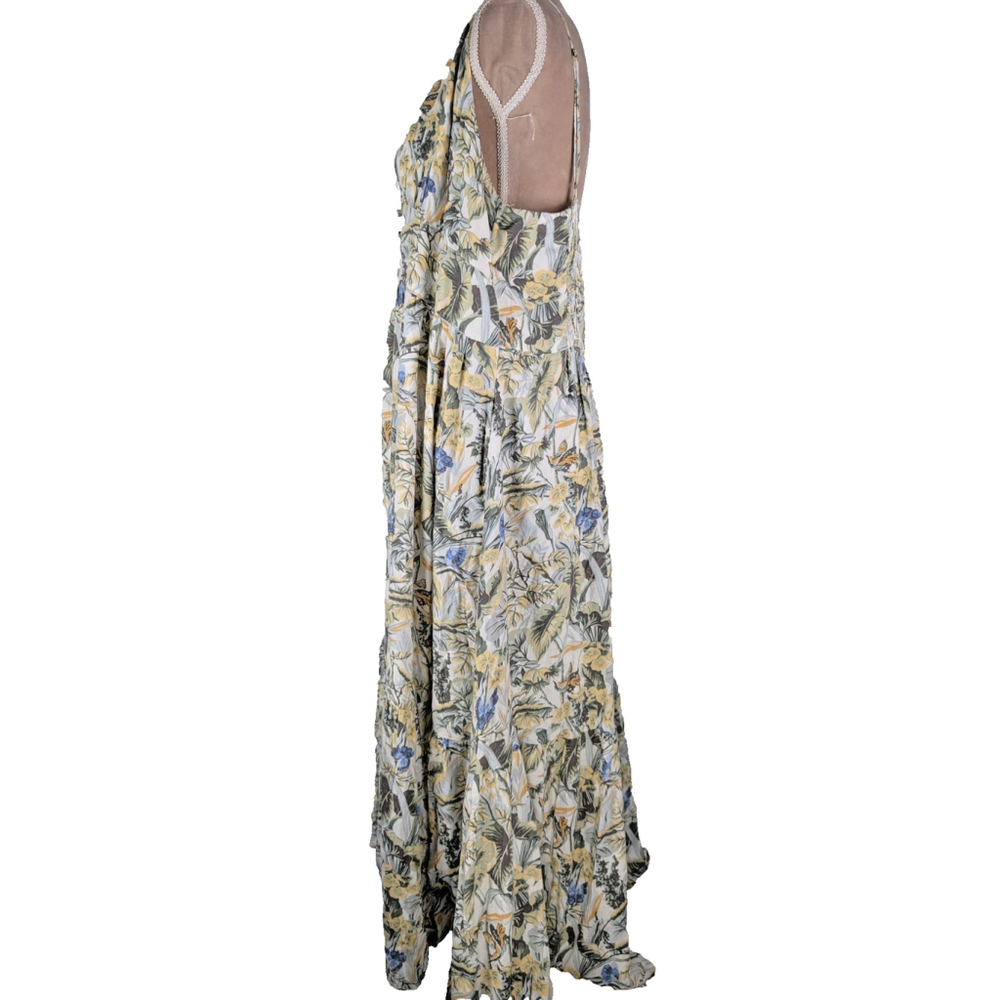 Abercrombie & Fitch Gabriella Linen Maxi Dress XXLP Floral Butterfly Cottagecore - Picture 3 of 13